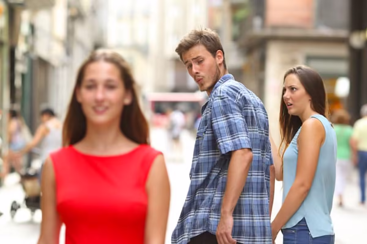 Distracted Boyfriend stock photo meme